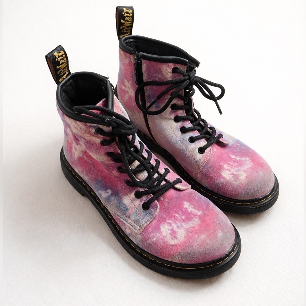 Authentic Dr. Martens Kids Size 3 Tie-Dye Combat Boots Unisex Lace Up Suede Boot